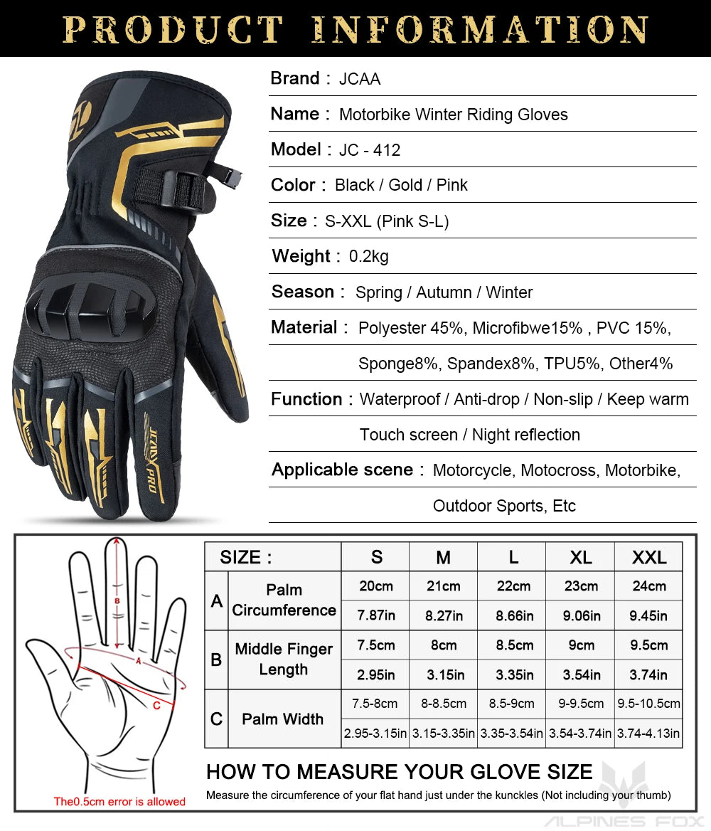 2025 Winter Men Motorcycle Gloves Women Waterproof Warm Moto Guantes Touch Screen Motorbike Riding Glove Carbon Fiber Protective