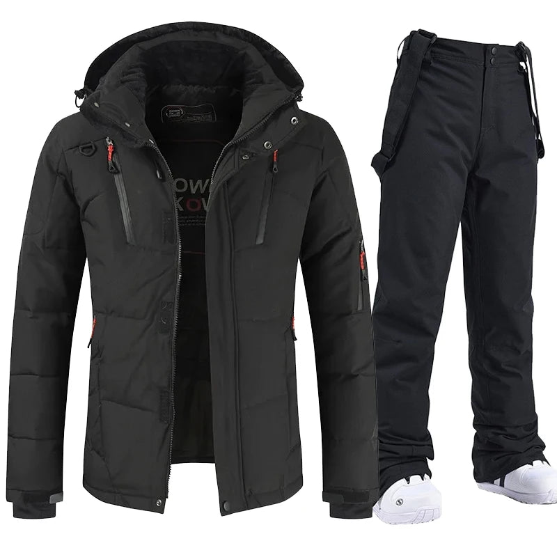 Winter Ski Suit Men Camping Mountain Ski Jacket Ski Pants Warm Windproof Down Jacket Overalls Outdoor Sports Snowboard Clothing