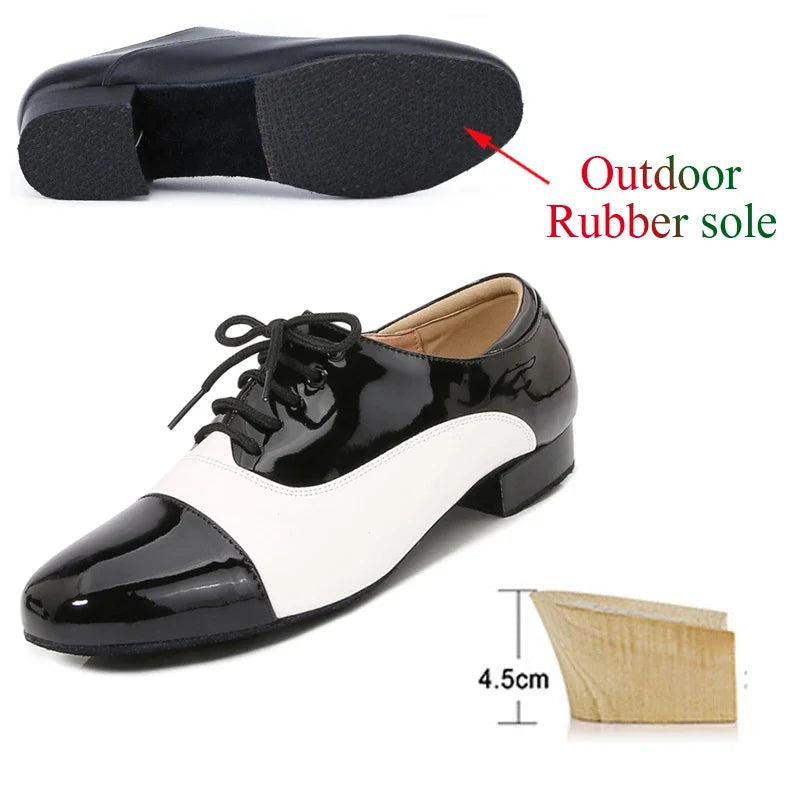 Men's Latin Dance Shoes, Classic Black and White Men's Dance Shoes, Modern Dance Performance Competitions, Sports Shoes