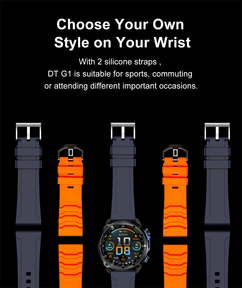 2026 Newly upgraded GPS Military Sports Smart Watch 860mAh 1.43-inch AMOLED Compass Altimeter Call 5ATM Waterproof Sports Watch