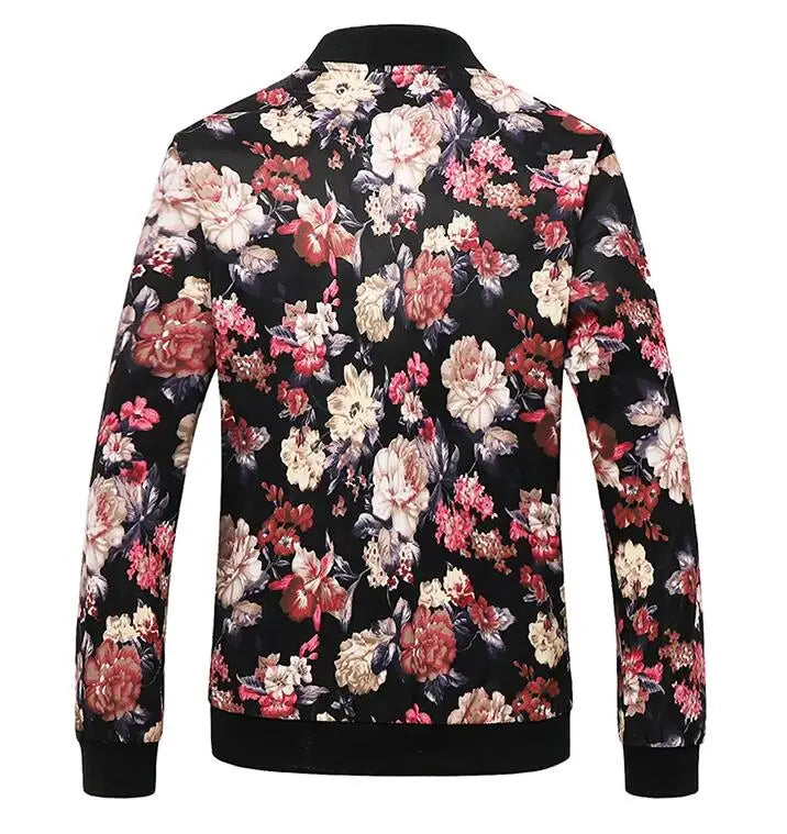 New Men Long Sleeved Baseball Collar Casual Sports Jacket Fashion Male Daily High Street Flower Coats