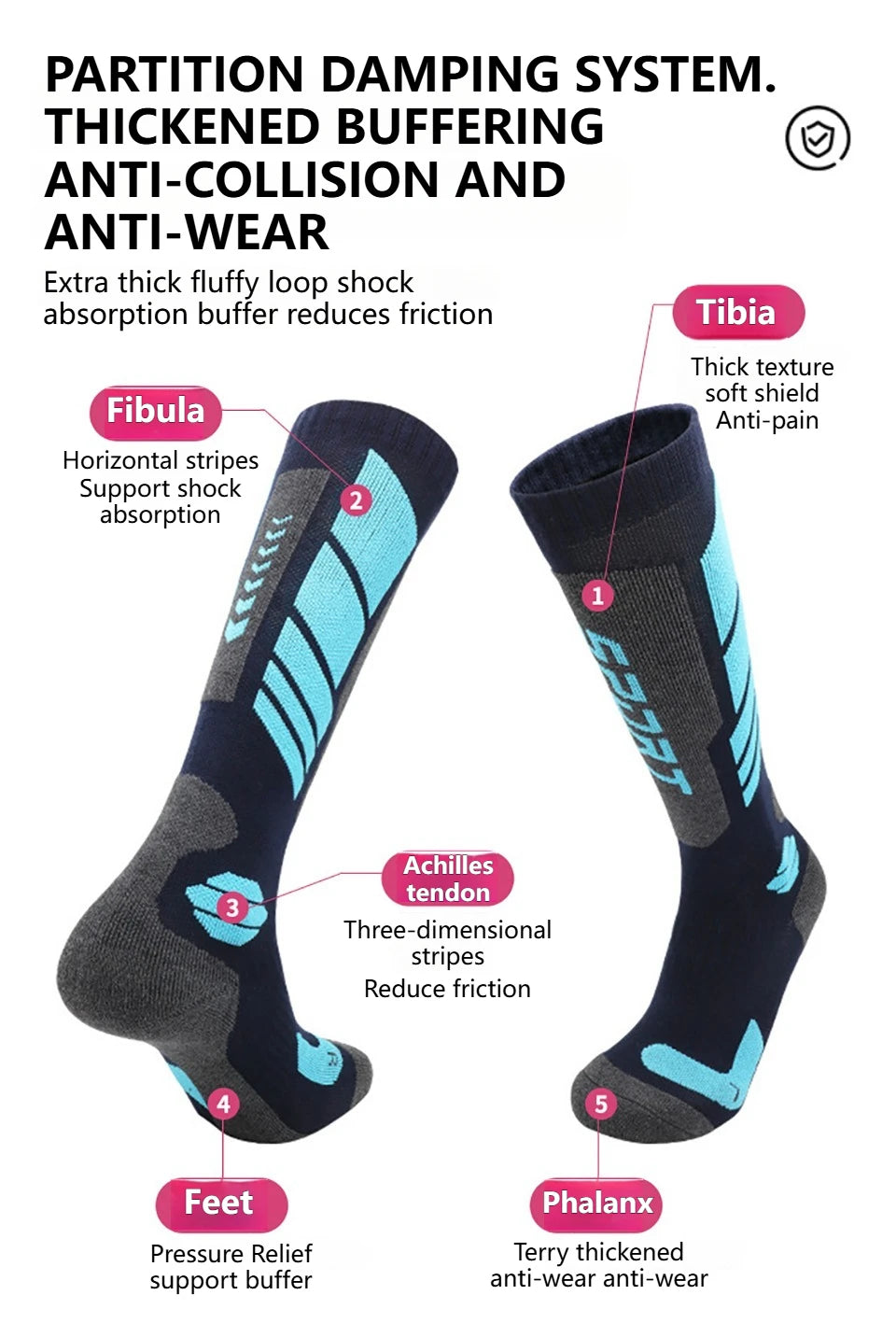Adult Thermal Winter Ski Socks Men Women Warm Outdoor Cycling Snowboarding Sports Thermosocks Camping Hiking Stockings