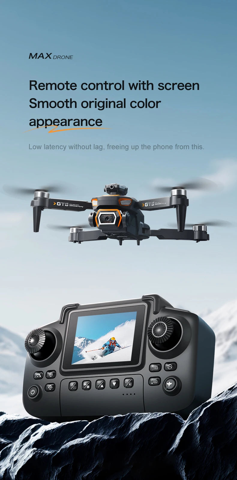 GT5 Brushless Drone with Dual Lens & Obstacle Avoidance - GPS/APP Path Drawing, 2.4" Screen Remote Flight for Aerial Photography