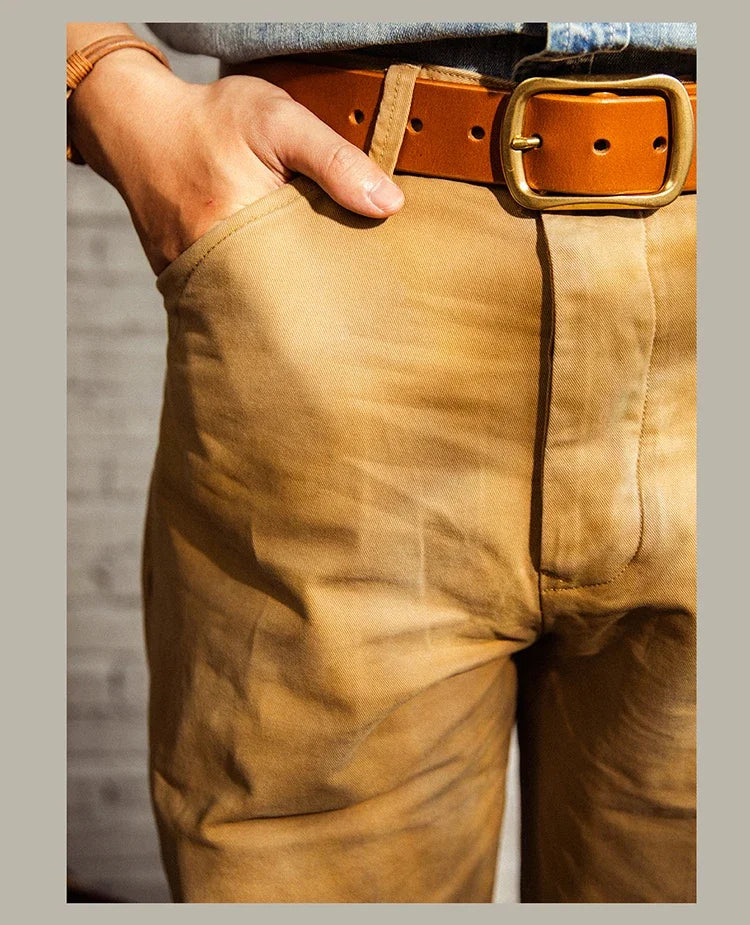 Red Tornado Chino Pants Retro Style Men's Cinch Back Casual Trousers Straight Fit CK-0010