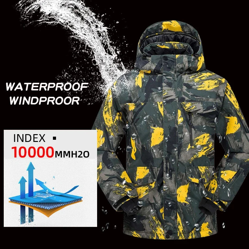 High Quality Men's Winter Waterproof Snowboard Jacket Pants Set Male Breathable Windbreak for Adults Ski Suits