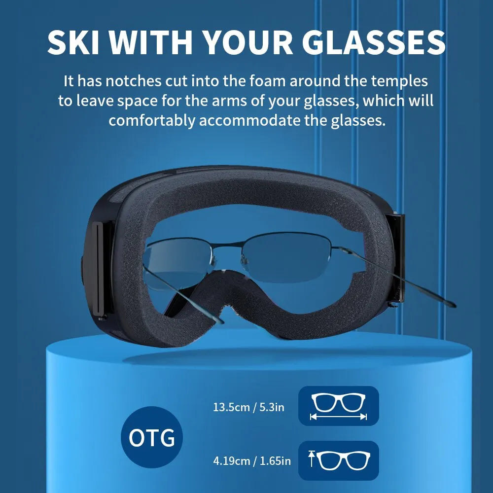 NATFIRE Ski Goggles Double Layers Anti-fog UV400 Snowboard Snow Goggles Snowmobile Glasses Eyewear Outdoor Sport Skiing Googles