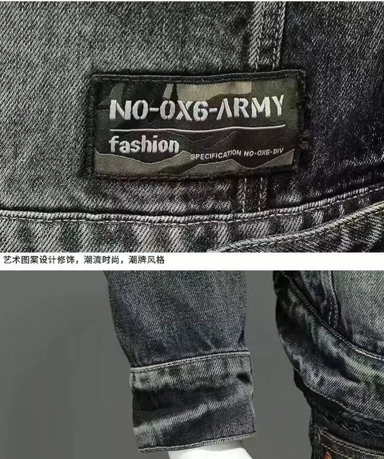 High quality Padded Denim Jackets Man Warm Button Korea Elatic Clothing  Lxury Worn Washed Cowboy Coat for Men