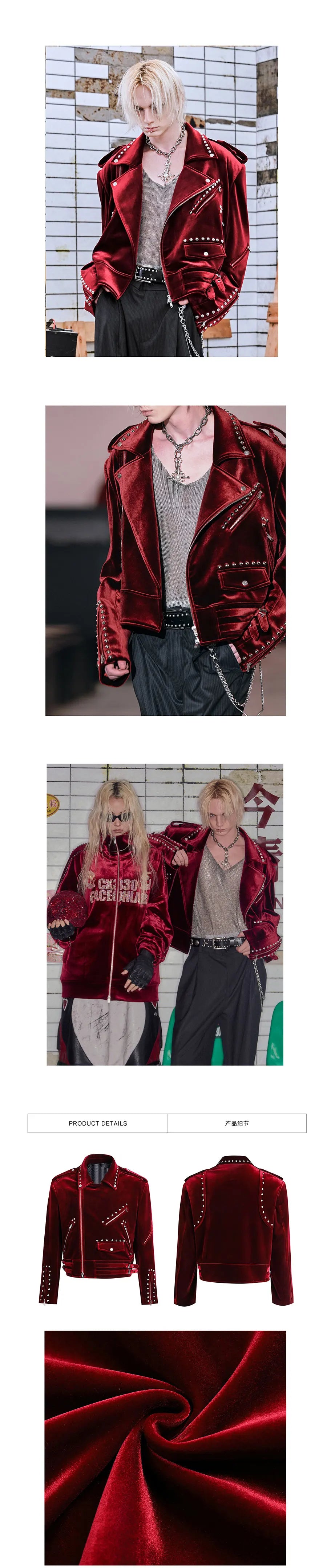 Mauroicardi Spring Autumn Cool Short Soft Velvet Moto & Biker Jacket Men Zipper Elegant Chic Stylish Luxury Designer Emo Clothes