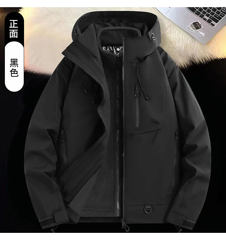 Mountaineering Suit Coat Outdoor Ski Jacket Autumn Winter Three-in-one Windbreaker Men's Women's Couple Three-proof Jacket Men's