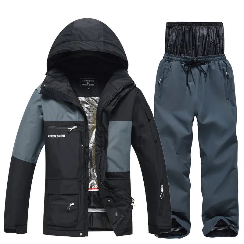 New Men Women Skiing and Snowboard Overalls Ski Suit Winter Thermal Waterproof Windproof Mountain Snowsuit Jacket and Pants Set