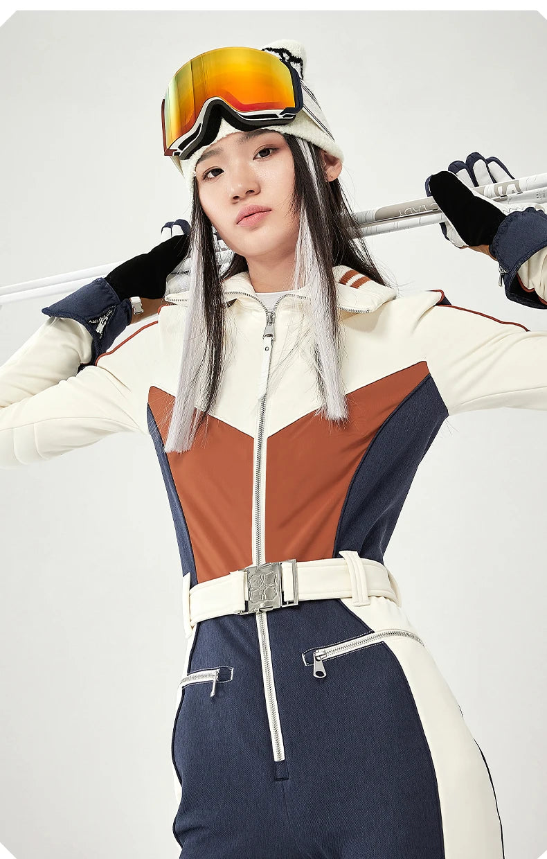 VECVEC Slim Ski Breathable Suit Women Snowboard Clothing Snow Suit Windproof Waterproof One Piece Bib Ski Wear