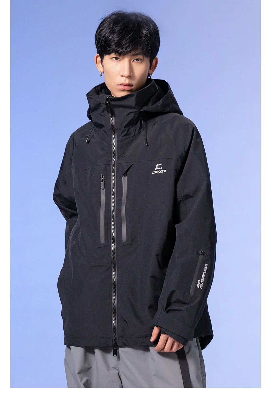 COPOZZ Thicken 3L Ski Jacket Men Women Windproof Waterproof Winter Ski Coat Ski Wear Solid Color Hooded Warm Snowboard Ski Suit
