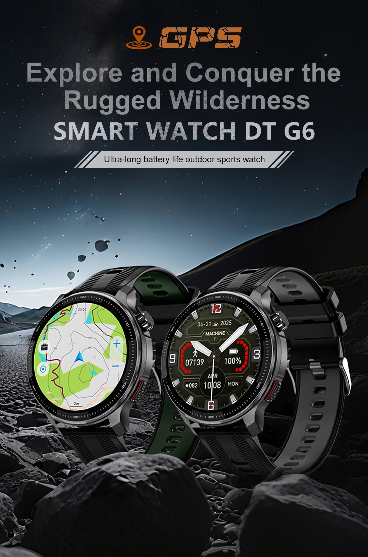 Newly T-Rex3 Ultra 4GB Memory GPS Sports Smart Watch Offline Map 1.43" AMOLED Display 3ATM Flash Charge Fitness Call Smartwatchs