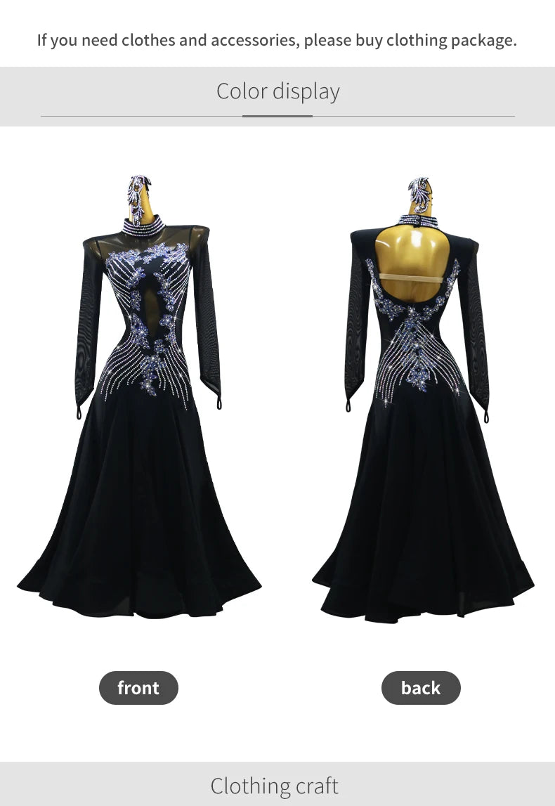 Girls Evening Dress Jazz Waltz Clothes Competition Stand Dance Sets Ballroom Suit 2026 Modern Match Women Dancewear Long Sleeves