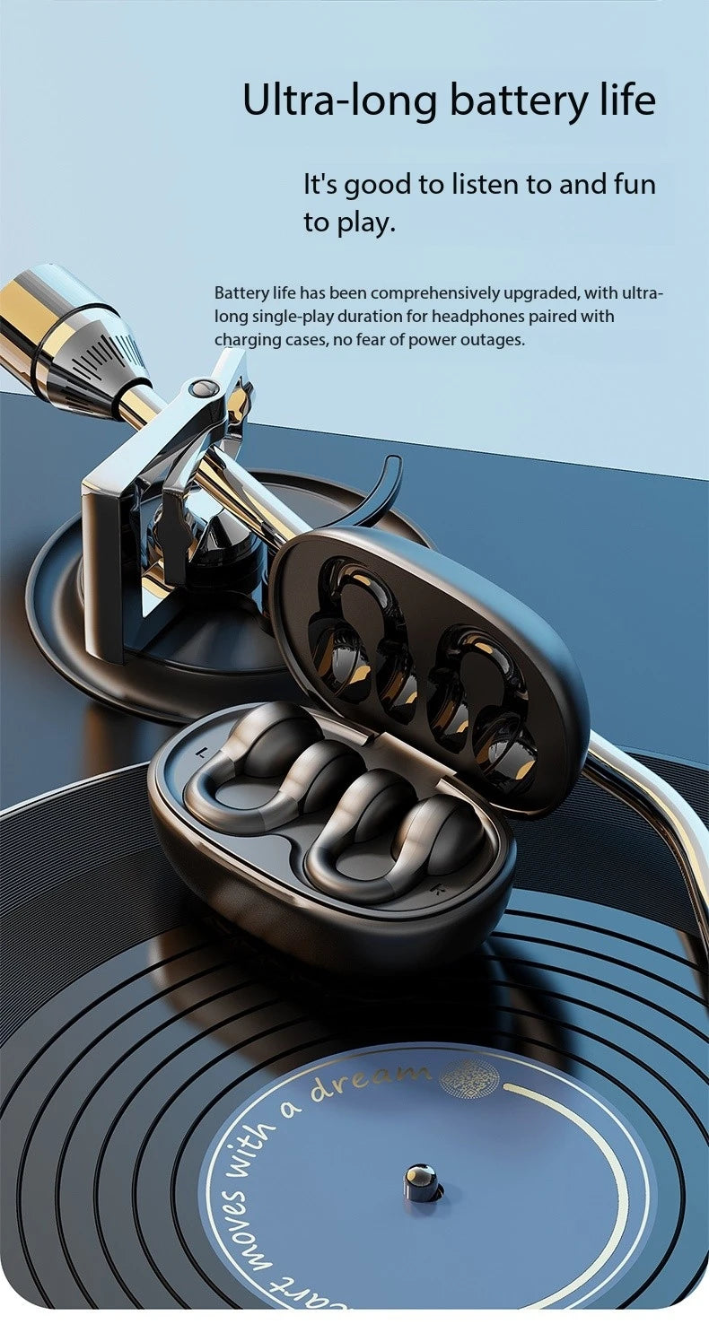New Mirror-Style Digital Display Soft Silicone Ear Clip Wireless Bluetooth Headphones with Noise Reduction, High-Definition, and Lossless for Sports