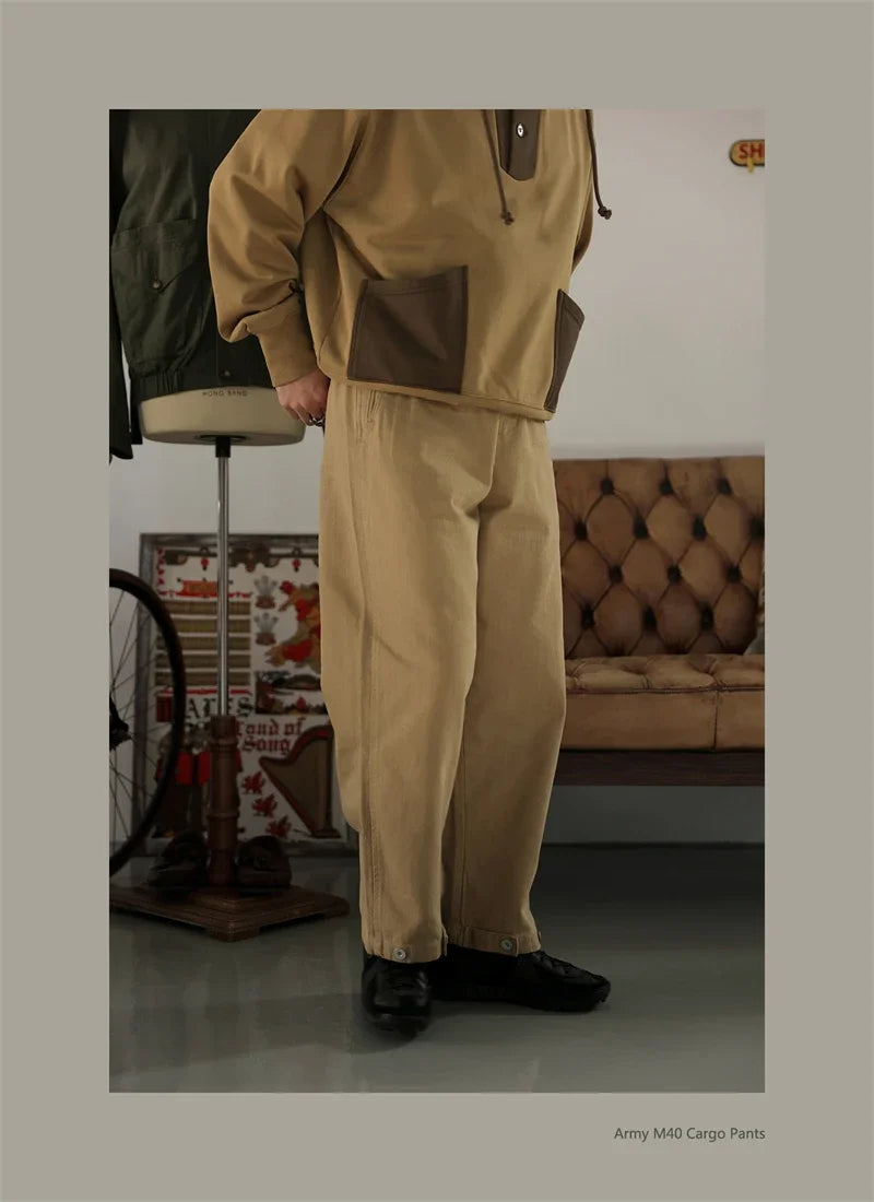 Second Order Army M40 Cargo Pants German Style Vintage Inspired Chino Trousers