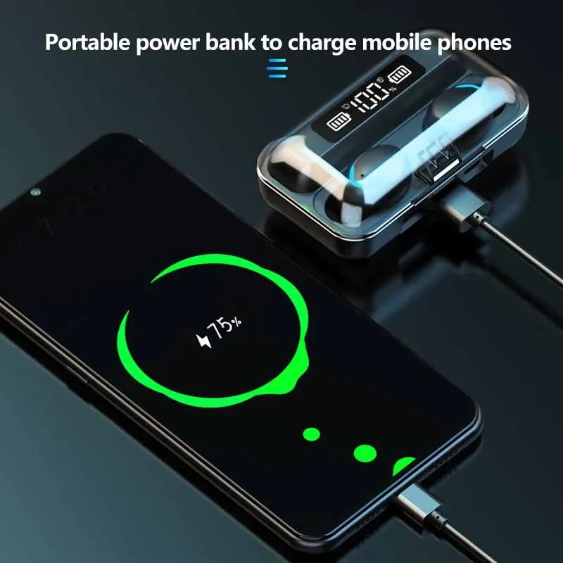 F9 TWS Bluetooth Wireless Headphones - Large-Capacity Charging Case & Digital Display, Long-Lasting Battery Game Earbuds