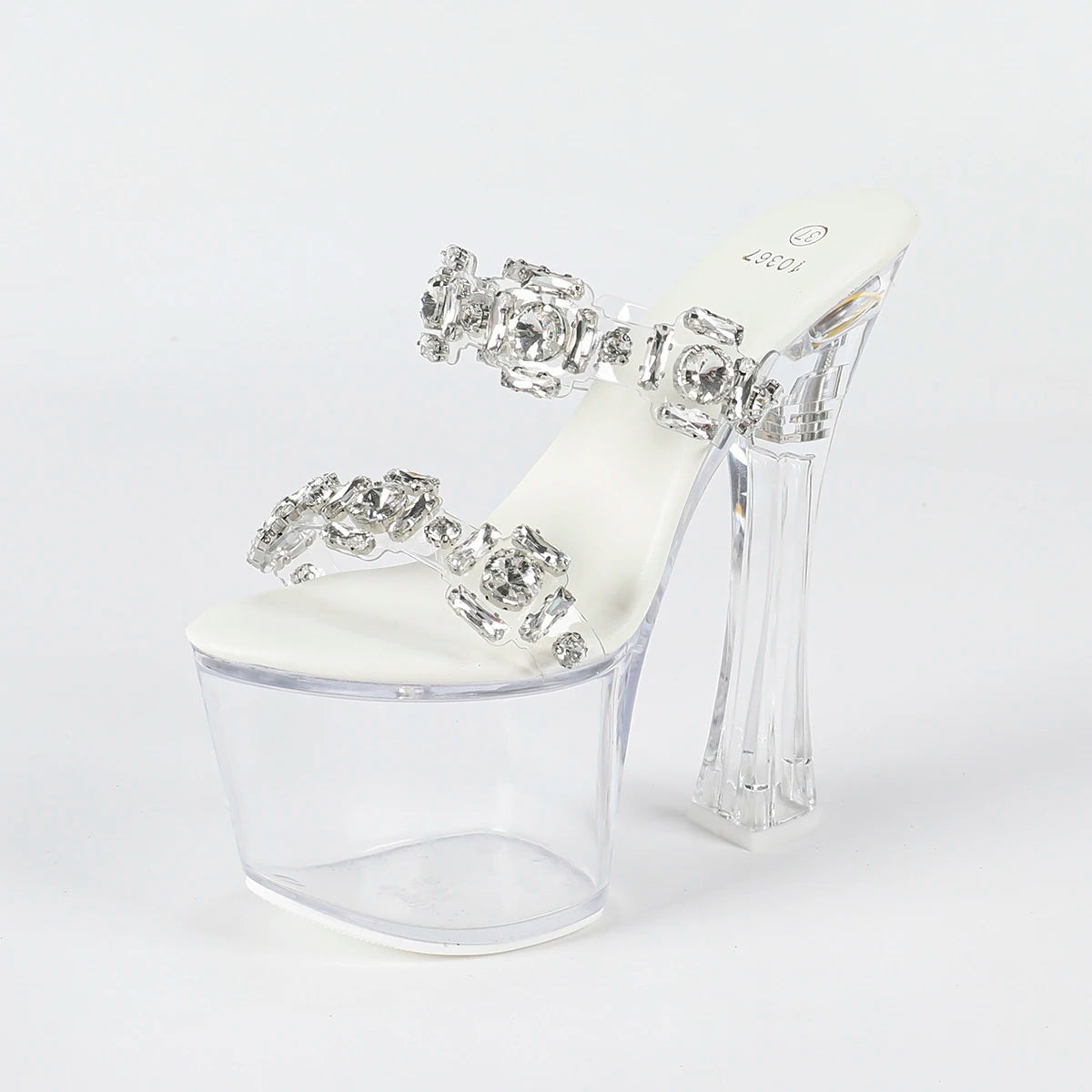 Summer PVC Transparent Slippers Designer 2025 new Women Clear Platform 18CM Super High Heel Slides Sandals Nightclub Dance Shoes