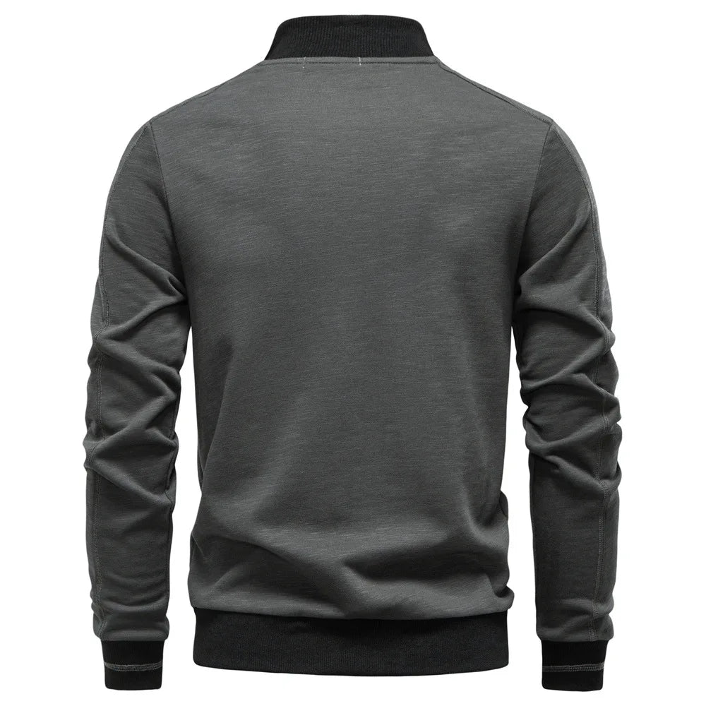 2025 Autumn and Winter New Style Men's Casual Jacket with Baseball Collar, Zipper Design and Solid Color for Versatile Matching