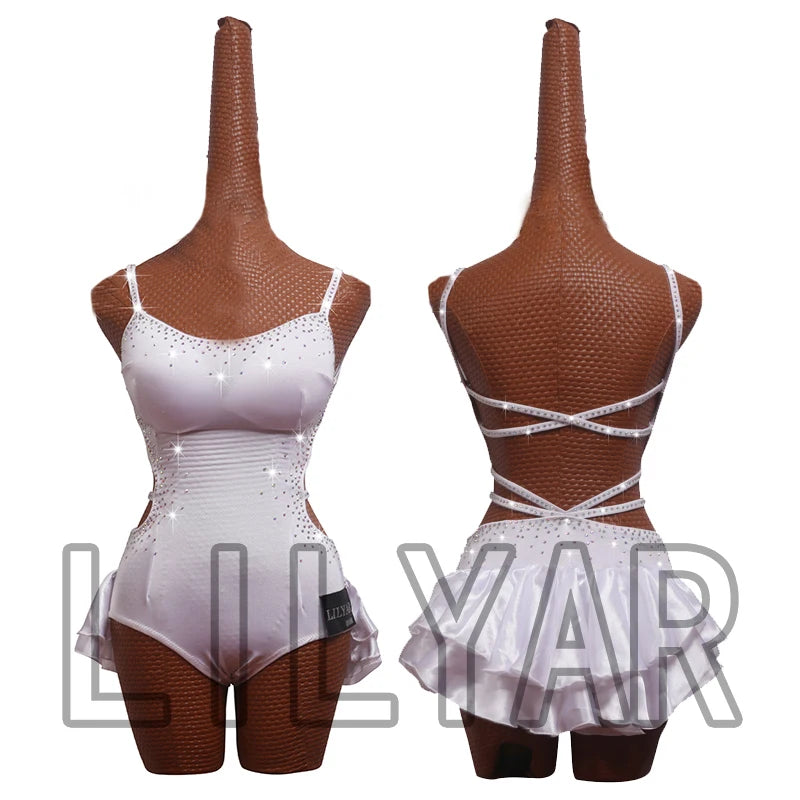 Pole Dancing Latin Dance Dress Steel Pipe Girl Costumes Skirt Performing Dress Adult Customize Children Stretch Velvet Wine  Red