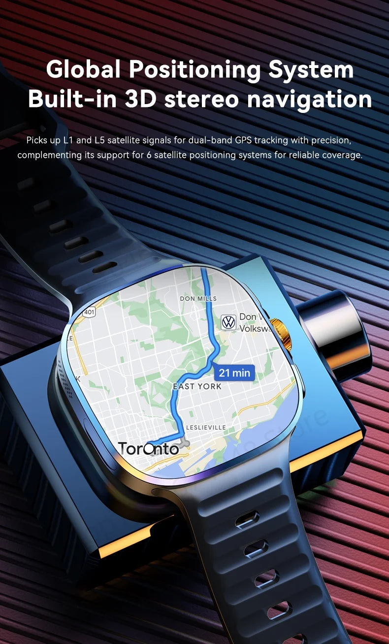 M99 Smart Watch Android 10.0 Smartwatch With Sim Card Rotary Camera GPS WIFI Compass 512GB Storage 2.4inch larger Amoled Screen
