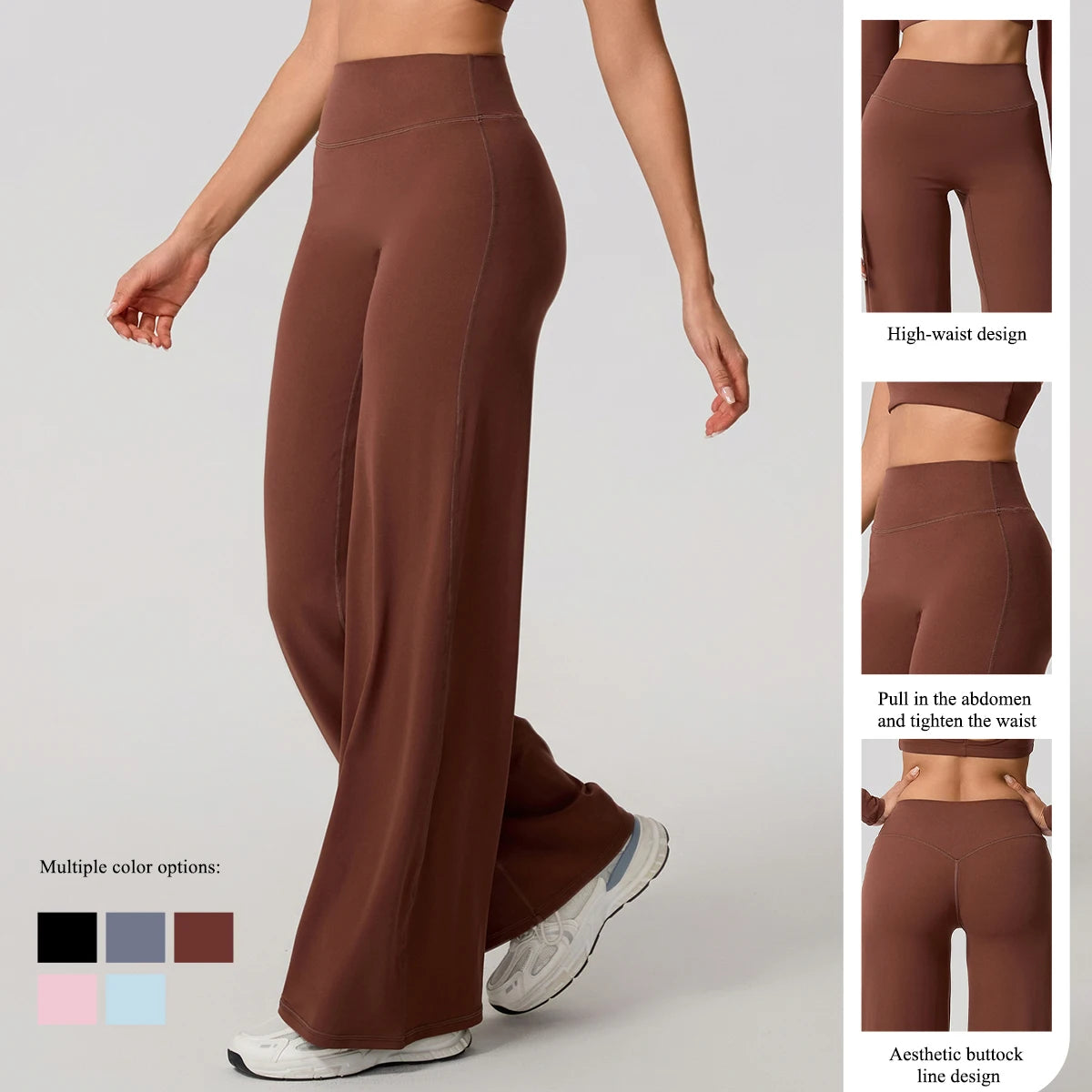 Hearuisavy Women Straight-Leg Sports Pants Gym Clothing Naked Feeling Compression Wide Leg Yoga Leggings Pilates Fitness Tights