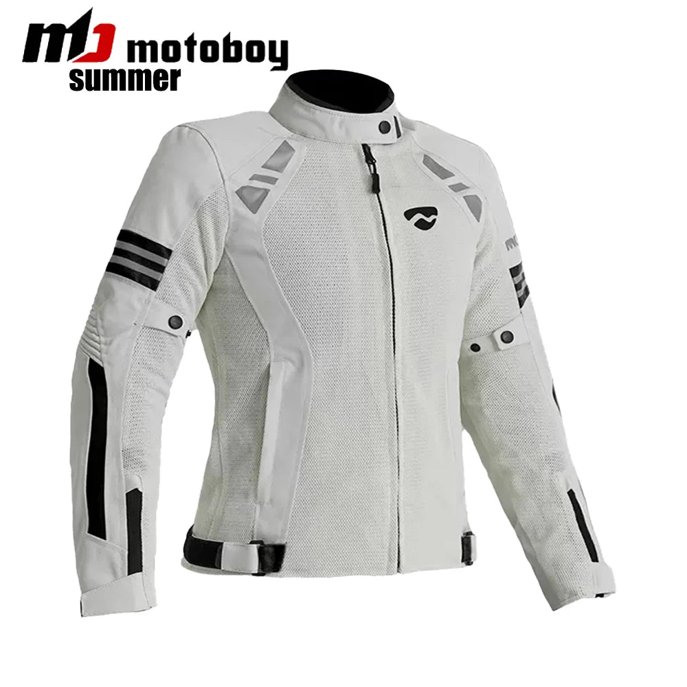 Women Motorcycle Jacket Four Seasons Breathable Lightweight Mesh Cycling Moto Jacket Protector Motocross Suit CE Protective