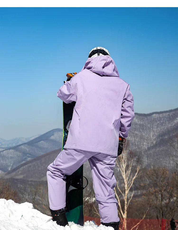 New Trendy Windproof And Warm Rabbit Ear Snow Clothes Men's And Women's Velvet Ski Clothes Set Couple Snow Clothes