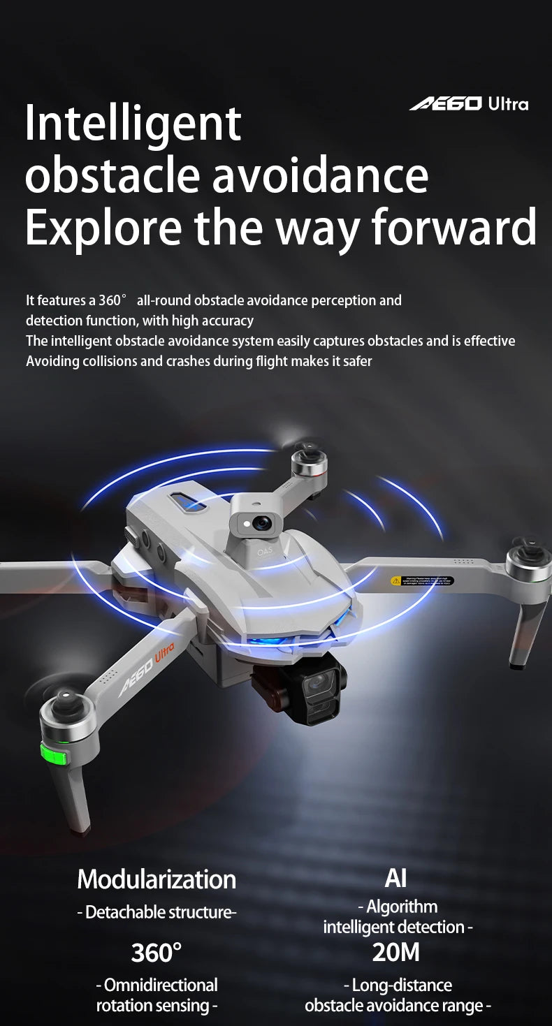 AE60 Ultra GPS Drone Profesional 8K HD Camera 3-axis gimbal Aerial Photography 12KM Obstacle Avoidance FPV Airdrop Fishing Drone