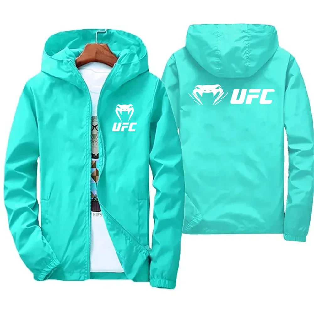 2025 UFC Fighting Logo Breathable Fashion Fitness Zipper Jacket Casual High Quality Hooded Baseball Jacket Outdoor Sports Jacket