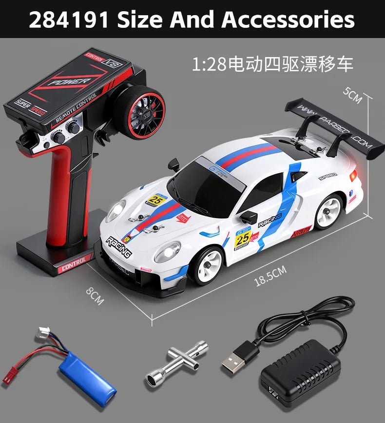 WLtoys 284191 284019-A Upgraded Gyro 1/28 RC Drifting Car 4WD High Speed Radio Control Model 2.4G Drift Racing Vehicle Mini Gift