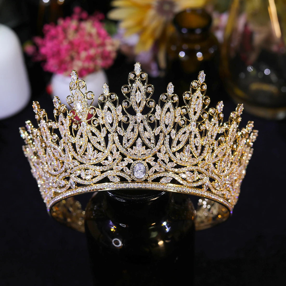 Luxury Miss Universe Queen Crown Crystal Big CZ Jewelry Tiara for Women Bride Hair Accessories Wedding Headdress Zircon Diadema