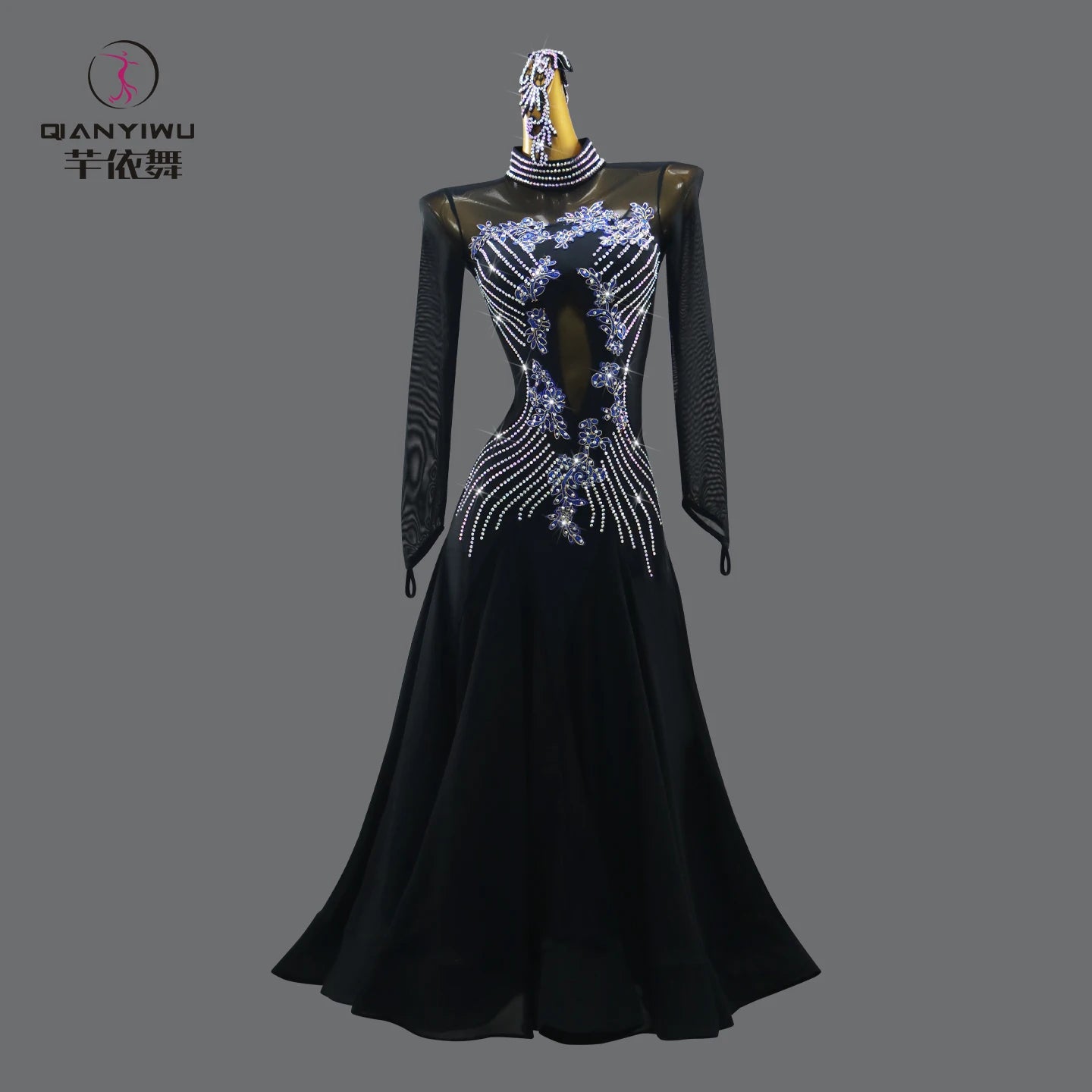 Girls Evening Dress Jazz Waltz Clothes Competition Stand Dance Sets Ballroom Suit 2026 Modern Match Women Dancewear Long Sleeves