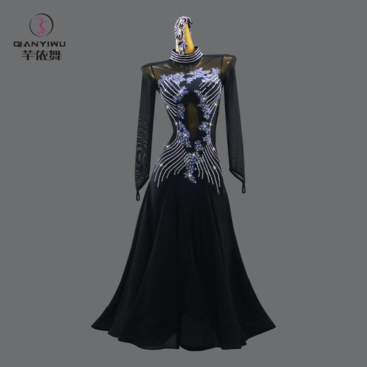 Girls Evening Dress Jazz Waltz Clothes Competition Stand Dance Sets Ballroom Suit 2026 Modern Match Women Dancewear Long Sleeves
