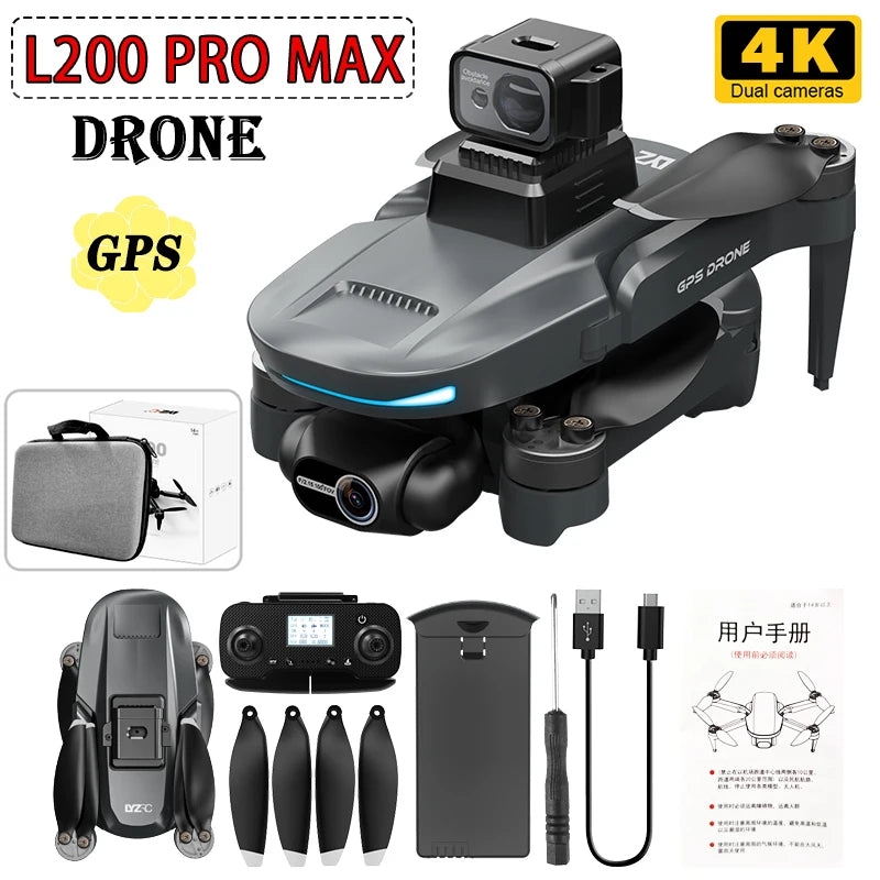 L200 PRO MAX Drone 4K HD Profesional GPS Brushless MotorQuadcopter 2-Axis Gimbal FPV 360°  laser Obstacle Avoidance RC Drone