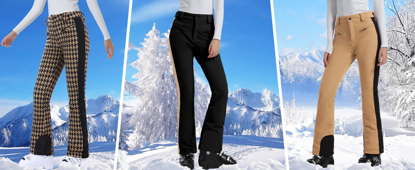 2025 GSOU SNOW Female Ski Pants Snow Slim Waterproof Insulated Windproof Winter Women Snowboard Pants Outdoor Sports Hiking Warm