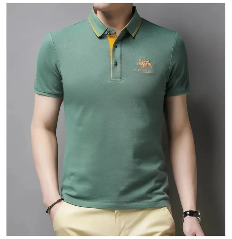 Summer Mens Short Sleeve Embroidered Polo Shirts Breathable Lightweight Shirt Luxury Top Casual Lapel T-shirt Men T Shirt Homme