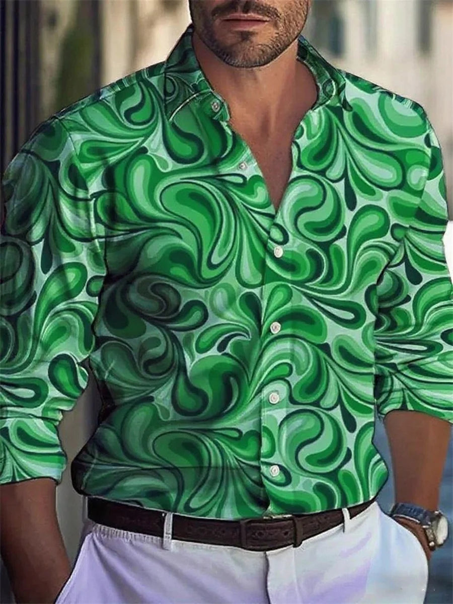 Men's shirt 3D high-definition tropical print long-sleeved shirt, Hawaiian shirt, spring and autumn casual party top XS-6XL size