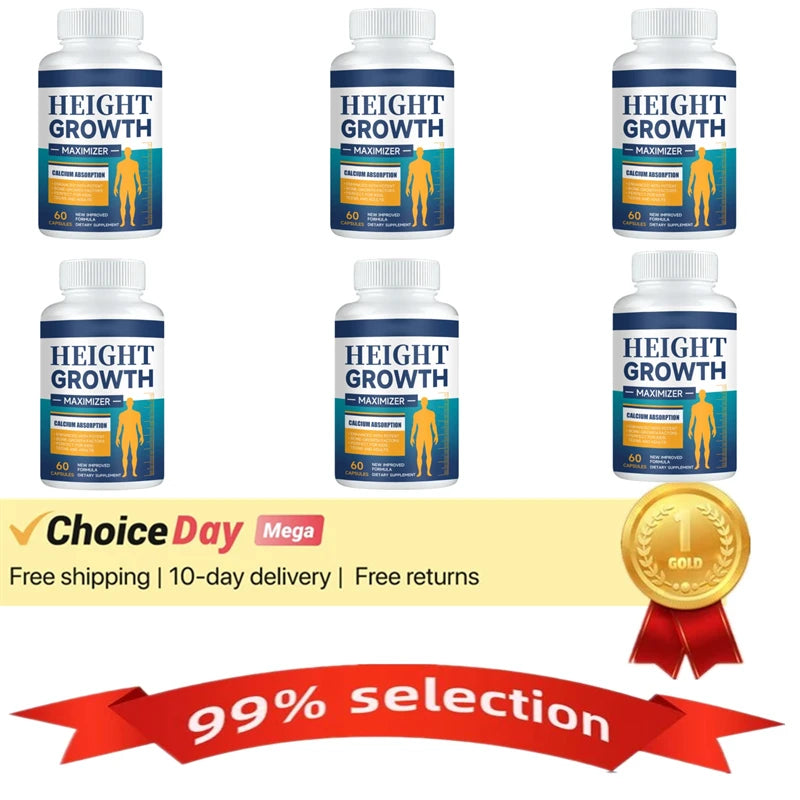 Height Growth Calcium Vitamin D Supplement Grow Taller Capsules Increase Bone Strength Hormone Enhancer for Adults Children