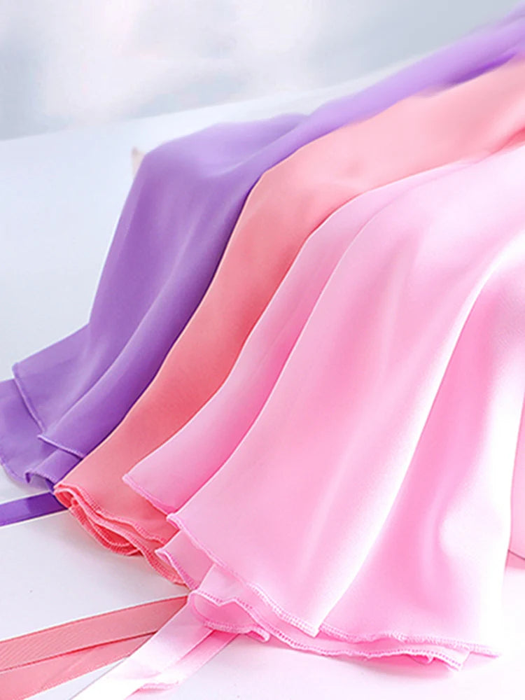 Adults Women Ballet Dance Skirts Long Chiffon Dance Skirts Lyrical Soft Ballet Dress Black Burgundy Translucent Dance Costumes