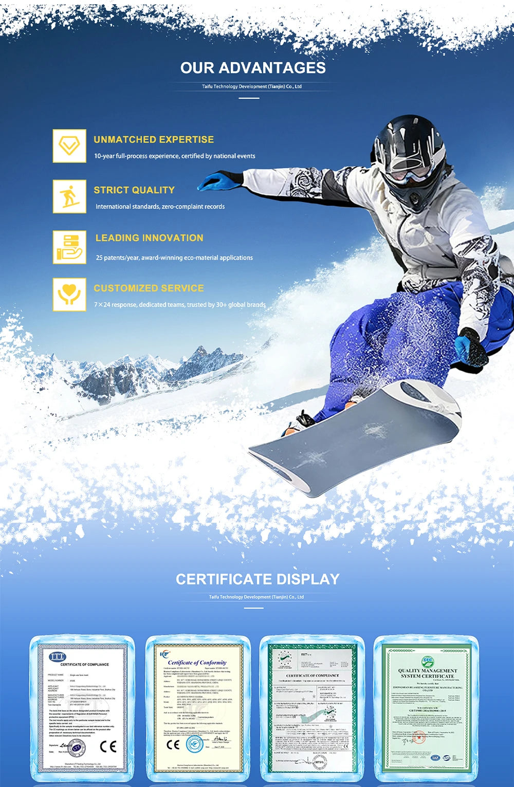 White Poplar Wood Core Waterproof All Mountain Ski Board Set Base All Terrain Suitable Bindings Boots Snowboarding