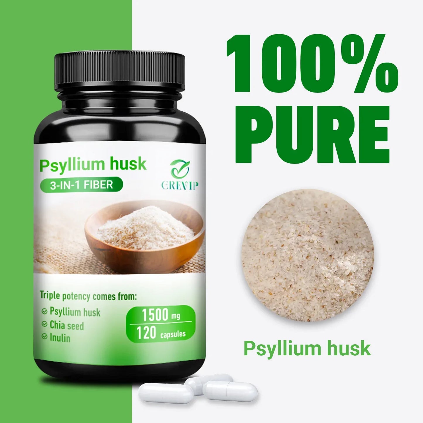 Psyllium Husk - Gut and Colon Cleanse Detox, Improve Metabolism, Relieves Gas, Bloating and Constipation