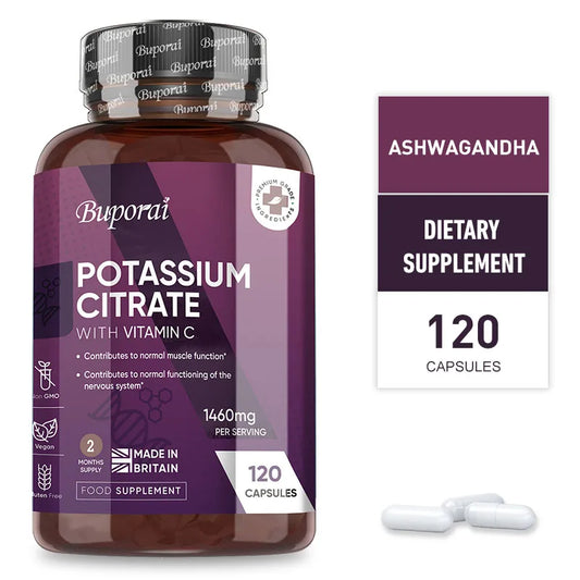 Potassium Citrate Supplements 1460mg - Contains Vitamin C To Help Maintain Normal Bone, Nerve and Immune System Function