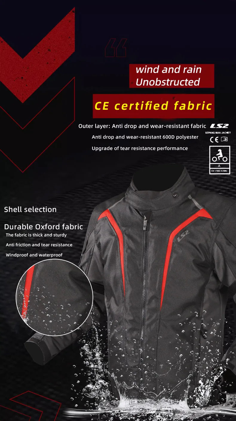 LS2 Original Motorcycle Jacket Winter Warm LS2 SEPANG Motocross Riding Jacket Men Women CE Anti-fall Waterproof Motorbike Jacket