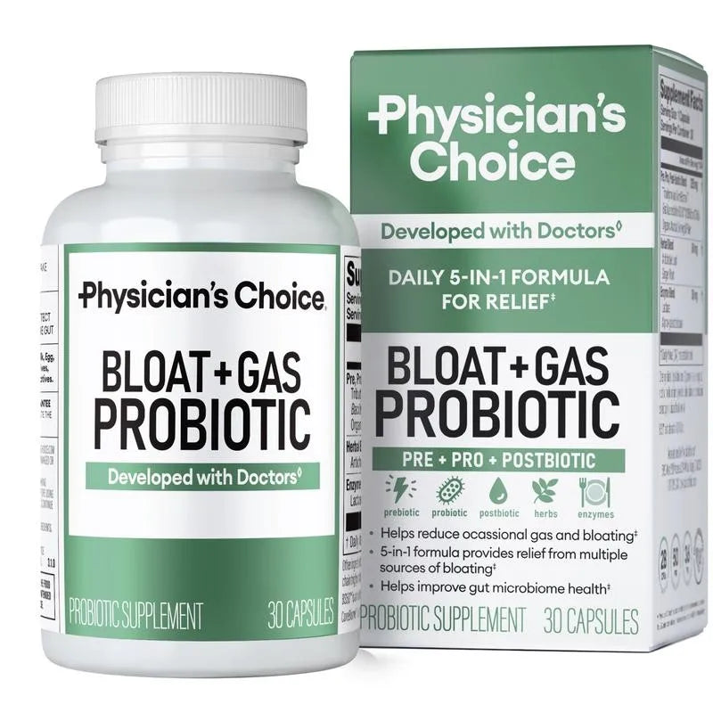 Bloat & Gas Probiotic 5-in-1 Proactive Support + Daily Relief - Digestion & Gut Health- Herbals, Digestive Enzymes