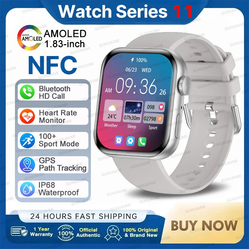 2026 New For iOS Watch Series 11 Smart Watch Ultra HD AMOLED GPS NFC Heart Rate IP68 Waterproof Sport Fitness Call Smartbracelet
