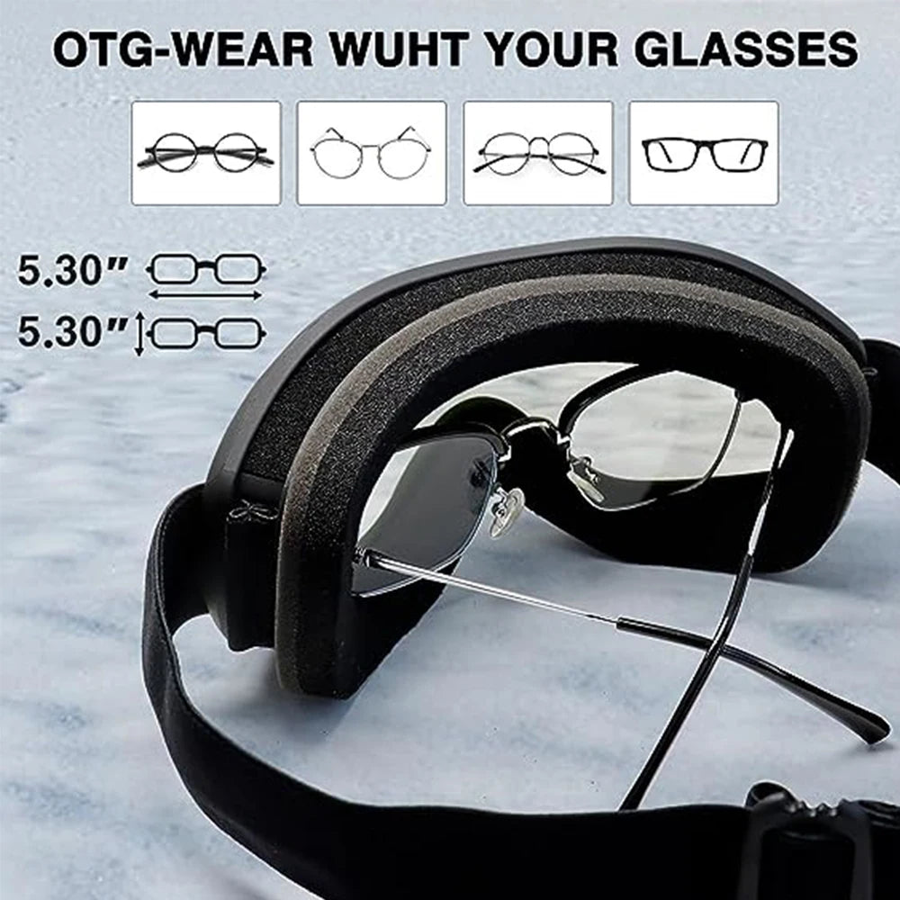 BOLLFO Snowboard Goggles Dual Lens Anti-Fog UV400 Ski Goggles for Men Women TPU OTG Skiing Snowmobile Glasses for Adult Youth
