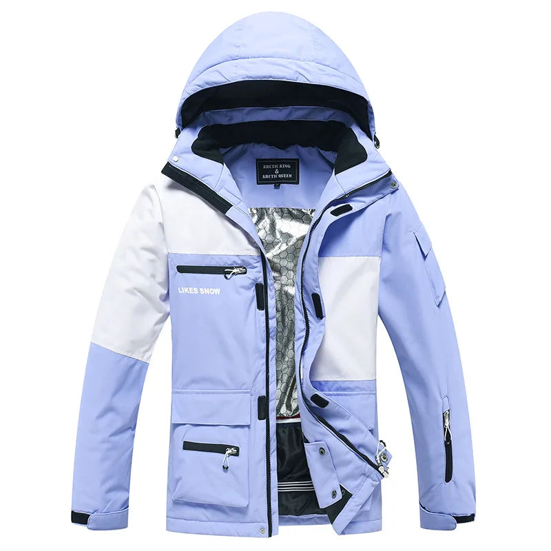 New Men Women Skiing and Snowboard Overalls Ski Suit Winter Thermal Waterproof Windproof Mountain Snowsuit Jacket and Pants Set