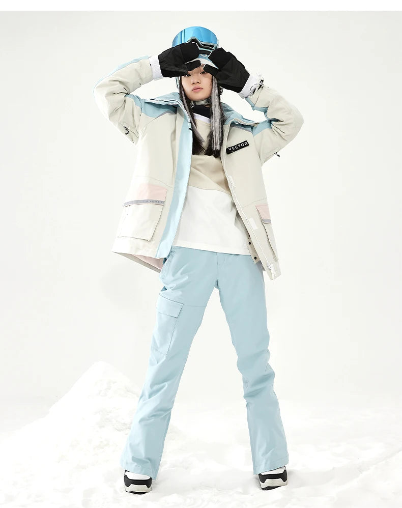VECTOR Ski Suit Set Women Man Winter Women Jackets and Pants Warm Waterproof Women Jackets Pants Outdoor Ski Bike Camping 2023
