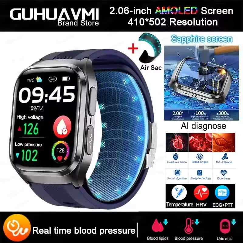 2026New Air Pump Airbag True Blood Pressure Smartwatch MultiDimensional Health Monitoring Micro Physical Examination Smart Watch